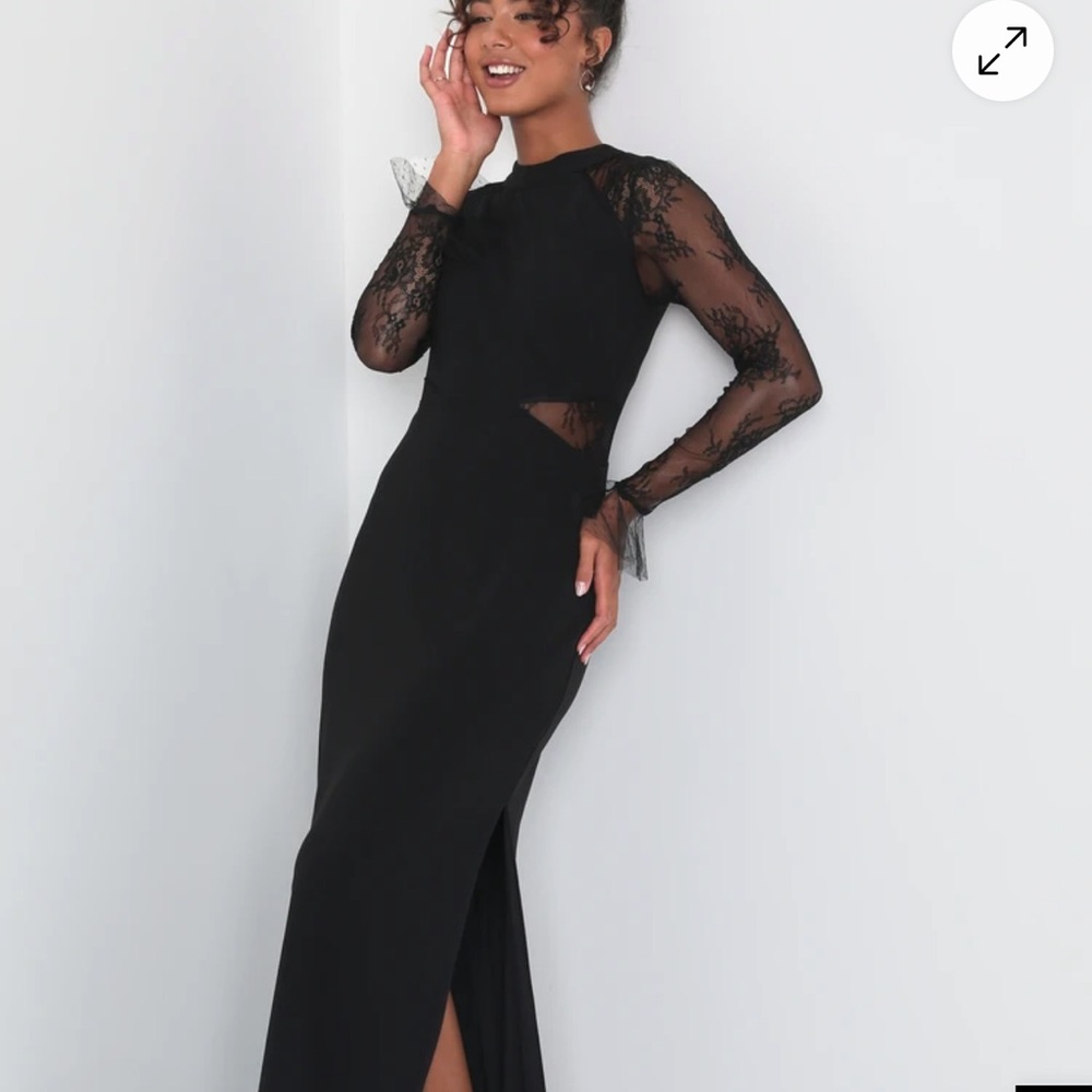 Lulu's Black Long Sleeve Lace Dress